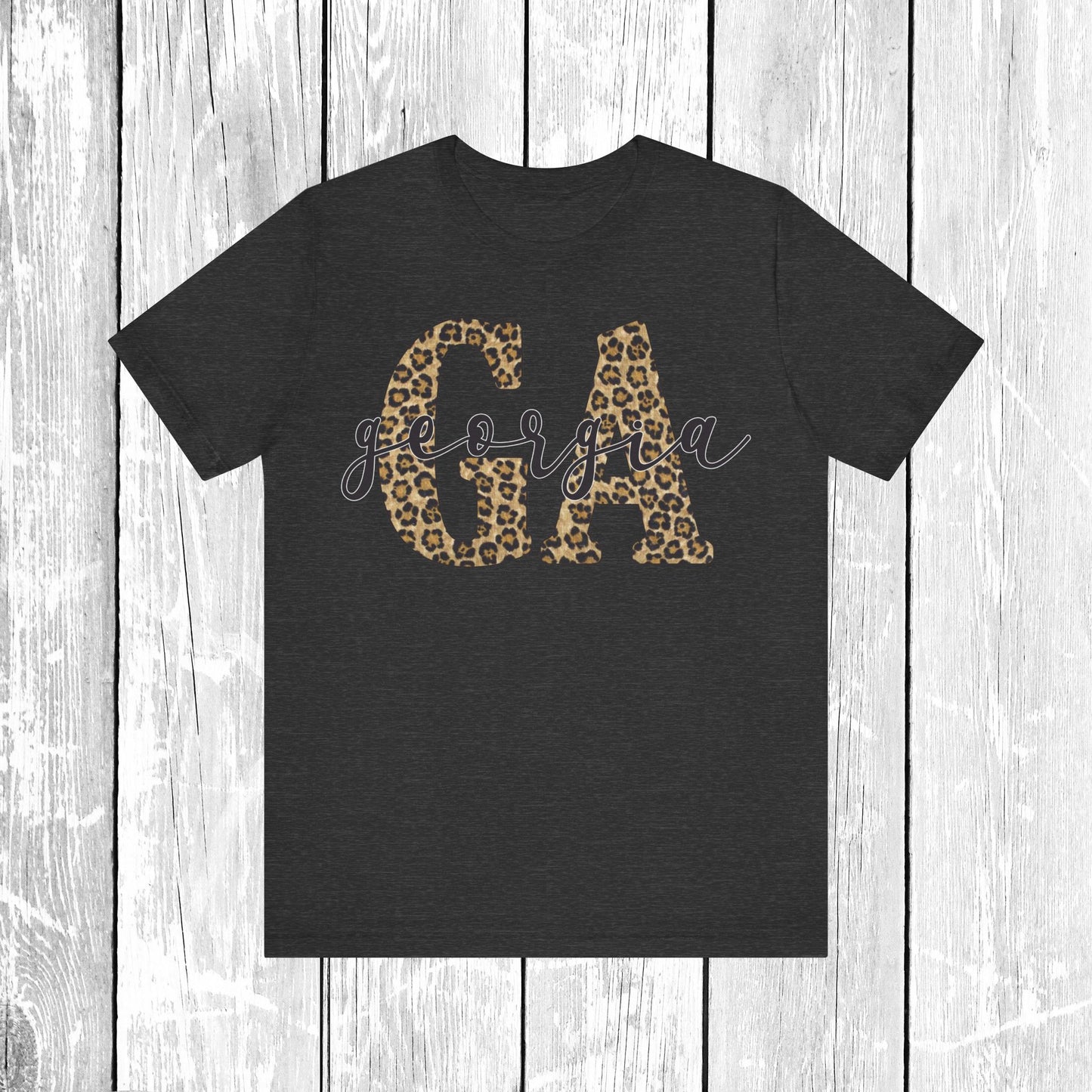 Georgia Pride Unisex Tee, Leopard Print Shirt, Savannah Souvenir Gift, Atlanta Tshirt, State Outline Top, Animal Print Clothing