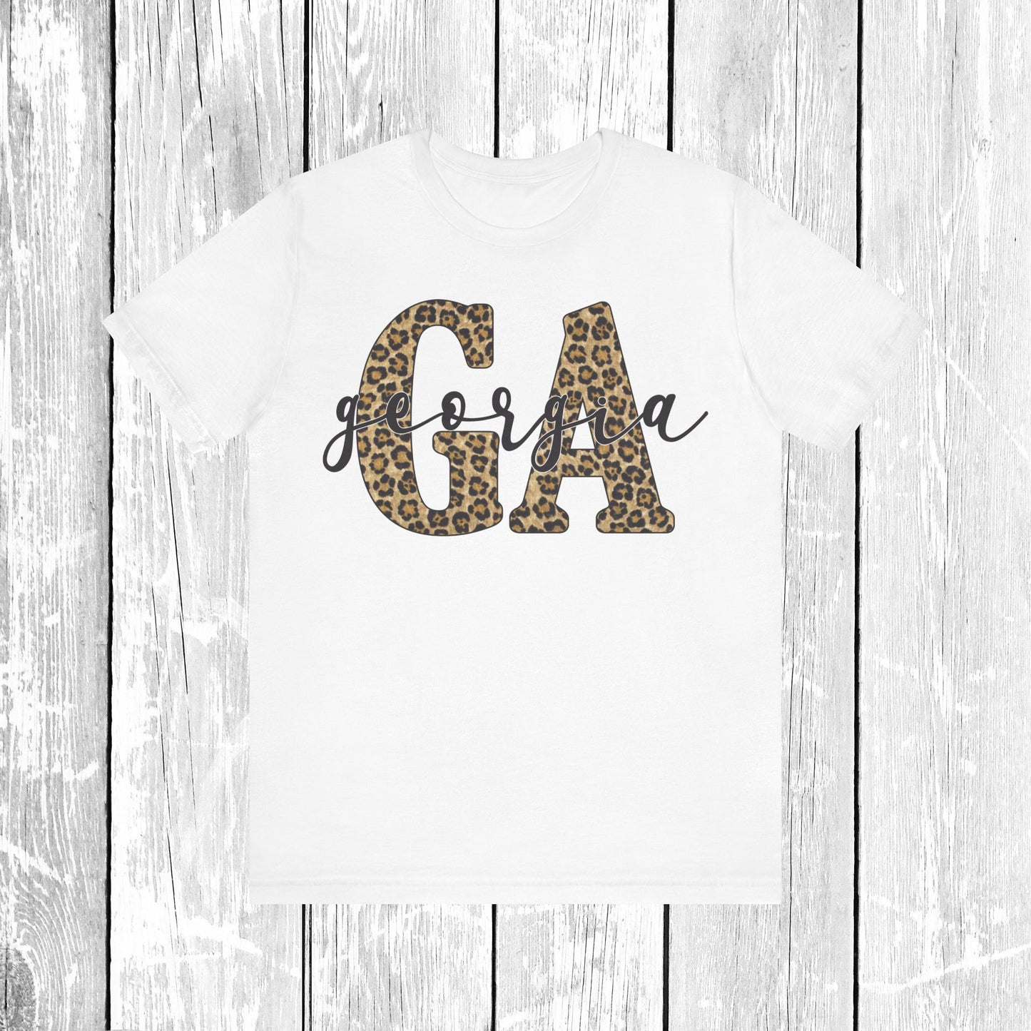 Georgia Pride Unisex Tee, Leopard Print Shirt, Savannah Souvenir Gift, Atlanta Tshirt, State Outline Top, Animal Print Clothing