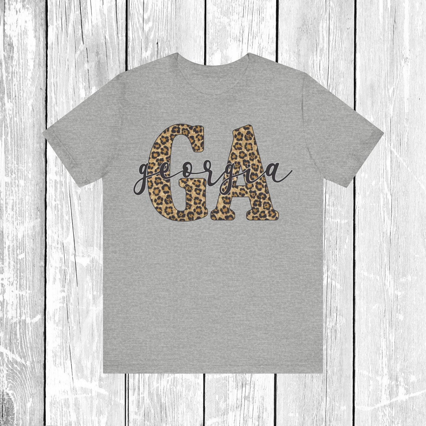 Georgia Pride Unisex Tee, Leopard Print Shirt, Savannah Souvenir Gift, Atlanta Tshirt, State Outline Top, Animal Print Clothing