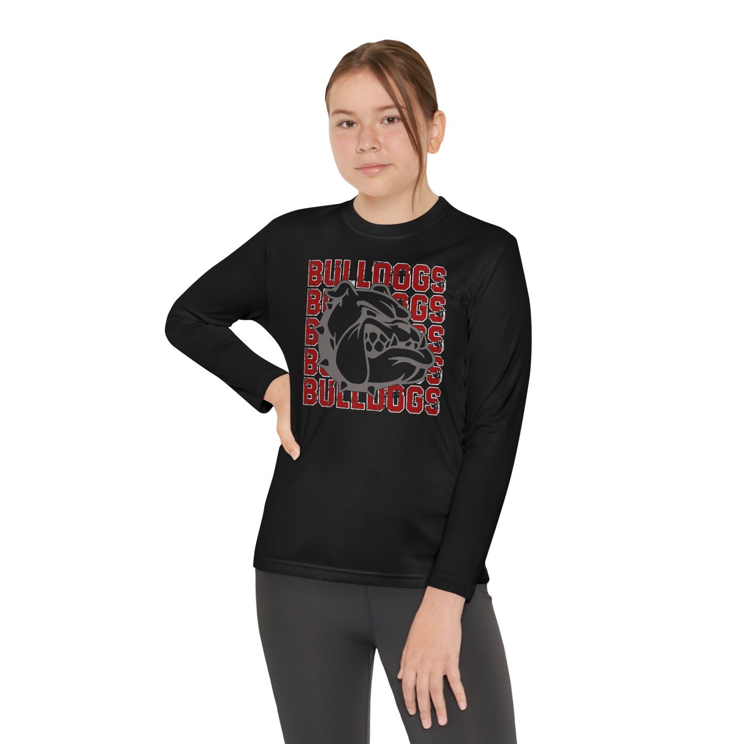 Bulldog Sports Tee, Youth Long Sleeve Competitor Tee for School Spirit, Team Shirt, Athletic Top, Teen Apparel, Long Sleeve T-Shirt