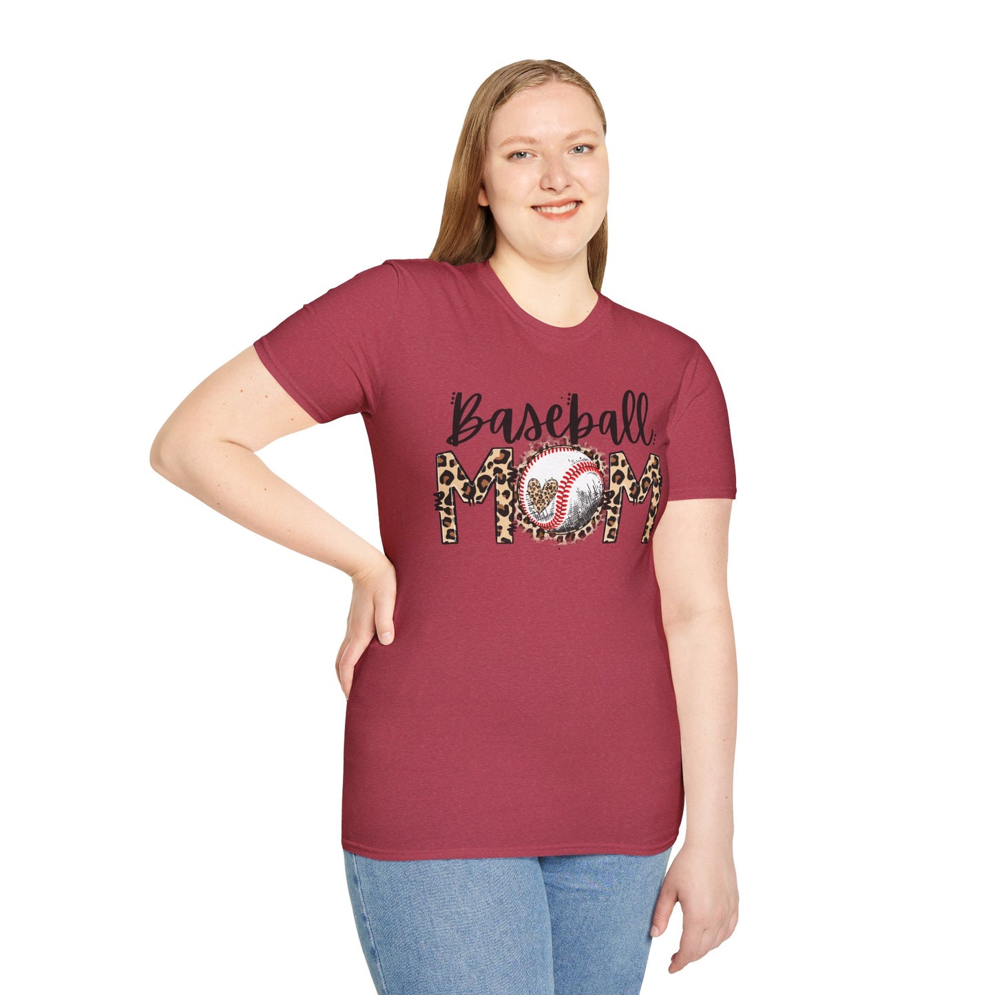 Baseball Mom Unisex Softstyle T-Shirt - Supportive Sports Tee, Team Mom Shirt, Baseball Mom Gift, Parenting Apparel, Sports Fan Top