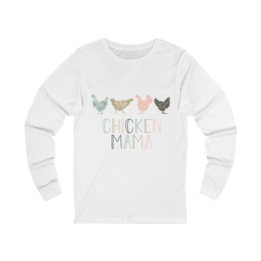 Chicken Mama Unisex Jersey Tee, Chicken Shirt, Long Sleeve Top, Farm Animals Gift, Country Style Clothing